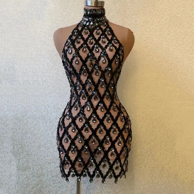 Sparkly Rhinestone Mesh Halter - Sparkly Rhinestone Club Party Dress review and price