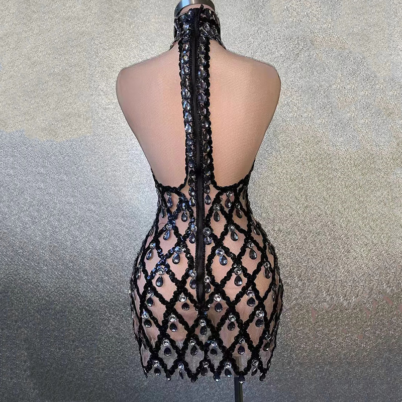 Sparkly Rhinestone Mesh Halter - Sparkly Rhinestone Club Party Dress review and price