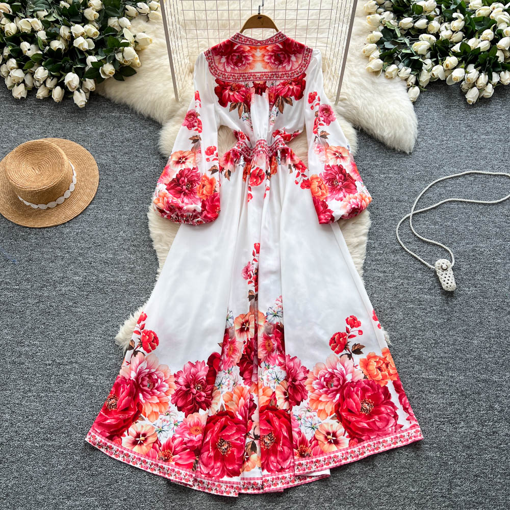 French Elegant Vintage Palace  - French Vintage Floral Midi Dress review and price