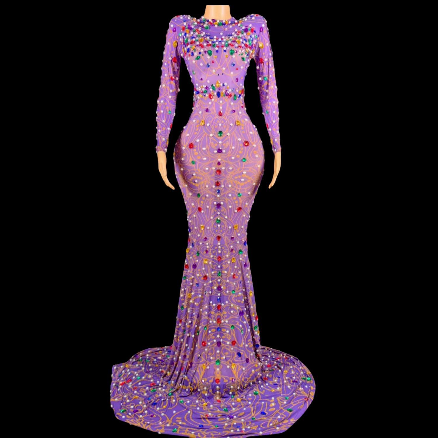 Sparkly Rhinestones Purple Mer - Sparkly Rhinestone Club Party Dress review and price