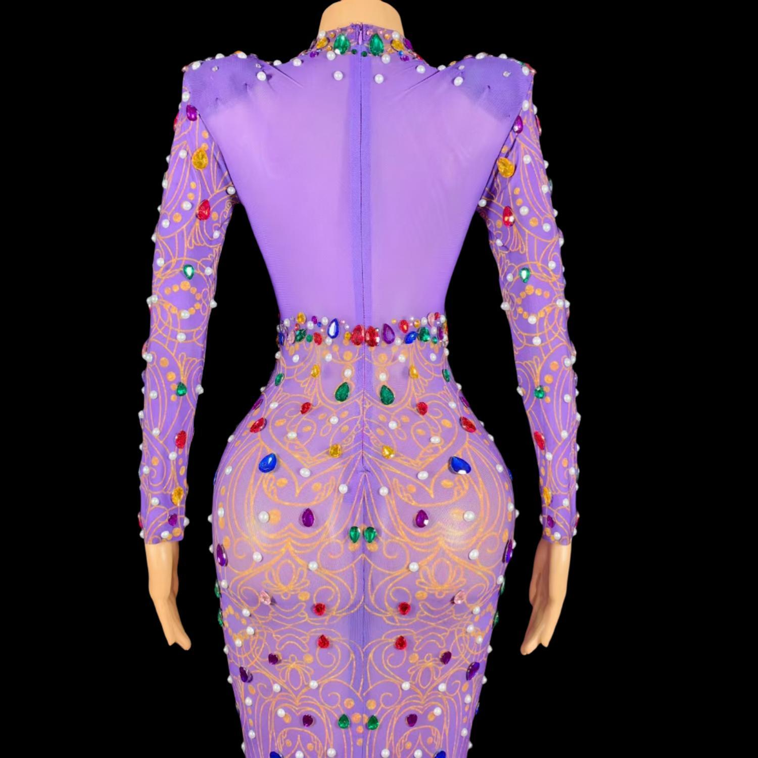 Sparkly Rhinestones Purple Mer - Sparkly Rhinestone Club Party Dress review and price