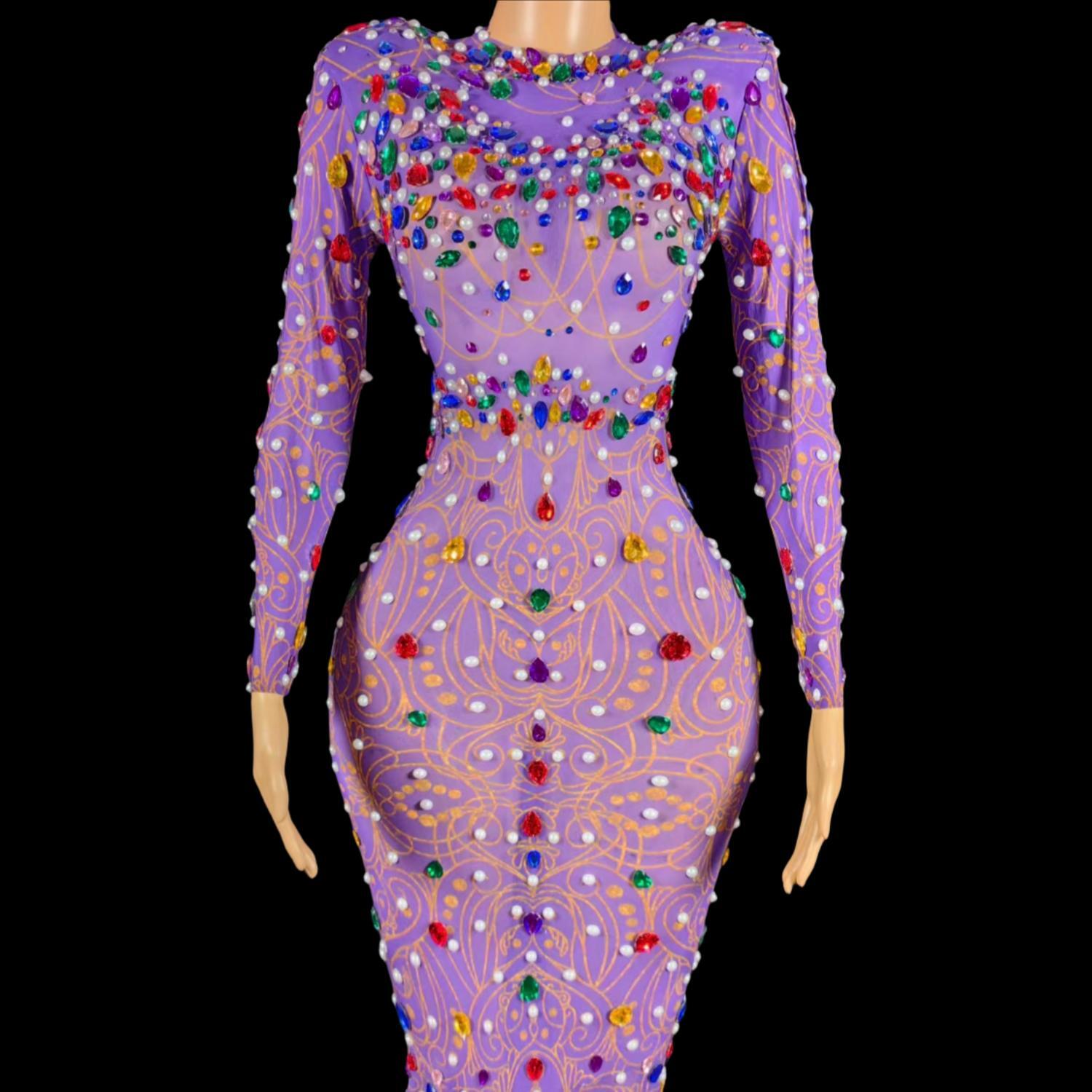 Sparkly Rhinestones Purple Mer - Sparkly Rhinestone Club Party Dress review and price