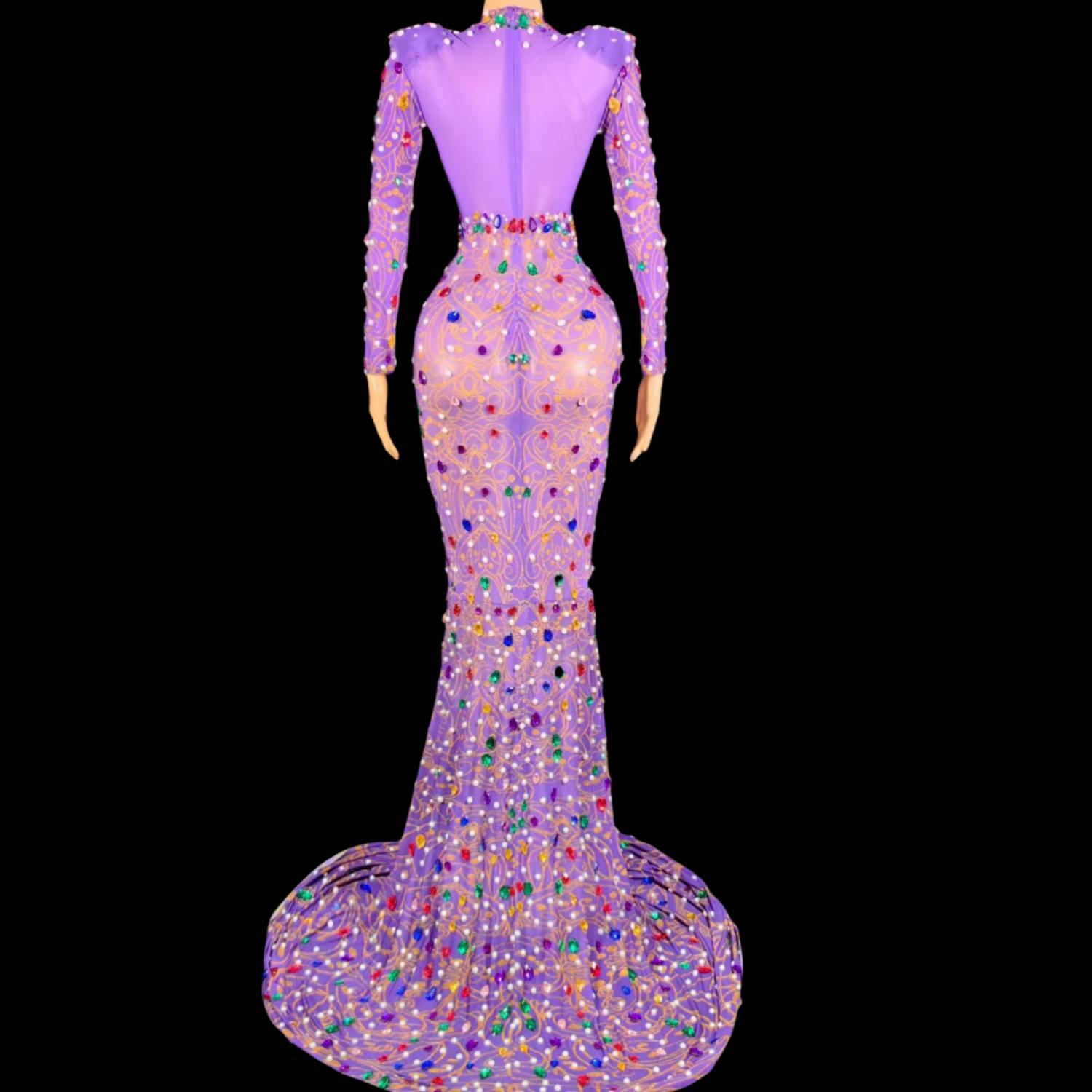Sparkly Rhinestones Purple Mer - Sparkly Rhinestone Club Party Dress review and price