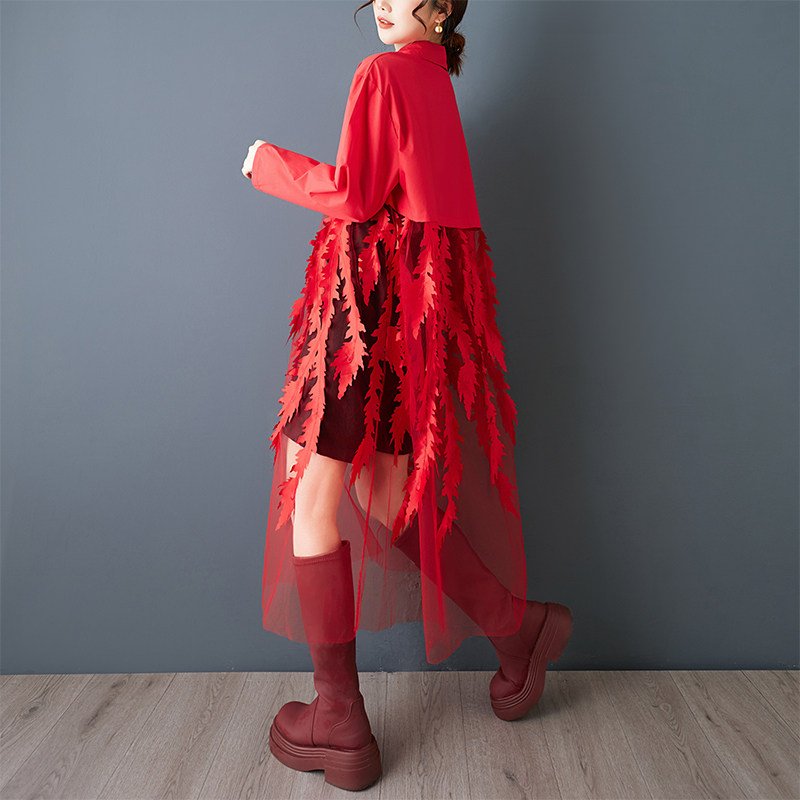 Spring New Loose Floral Print  - Korean Style A Line Shirt Dress review and price