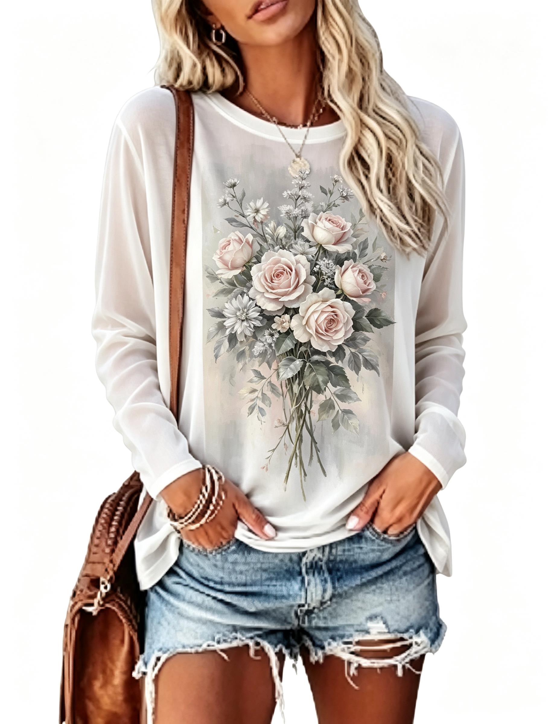 Women Long Sleeve T‑Shirt Vint - Blouses review and price