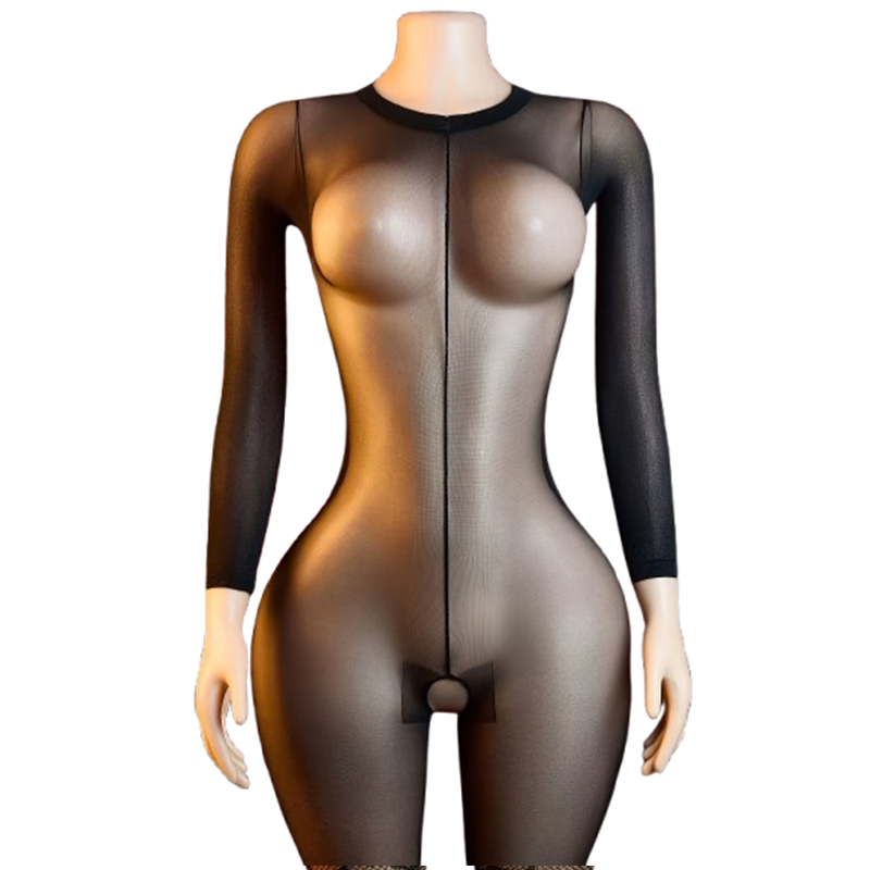 1 Piece Sheer Black Mesh Open- - Lingerie review and price