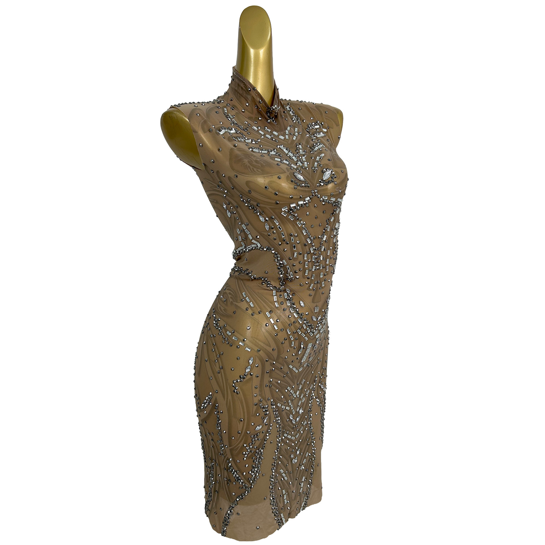 Nude Sheer Mesh Bodycon Mini D - Sparkly Rhinestone Club Party Dress review and price