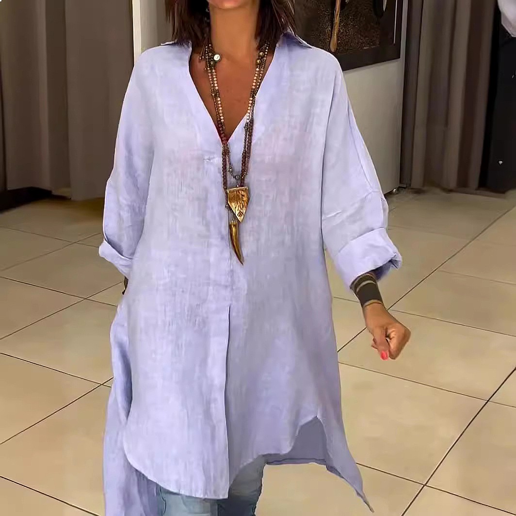 Women's Linen Shirt Dress Loos - Casual Loose Linen Shirt Dress review and price