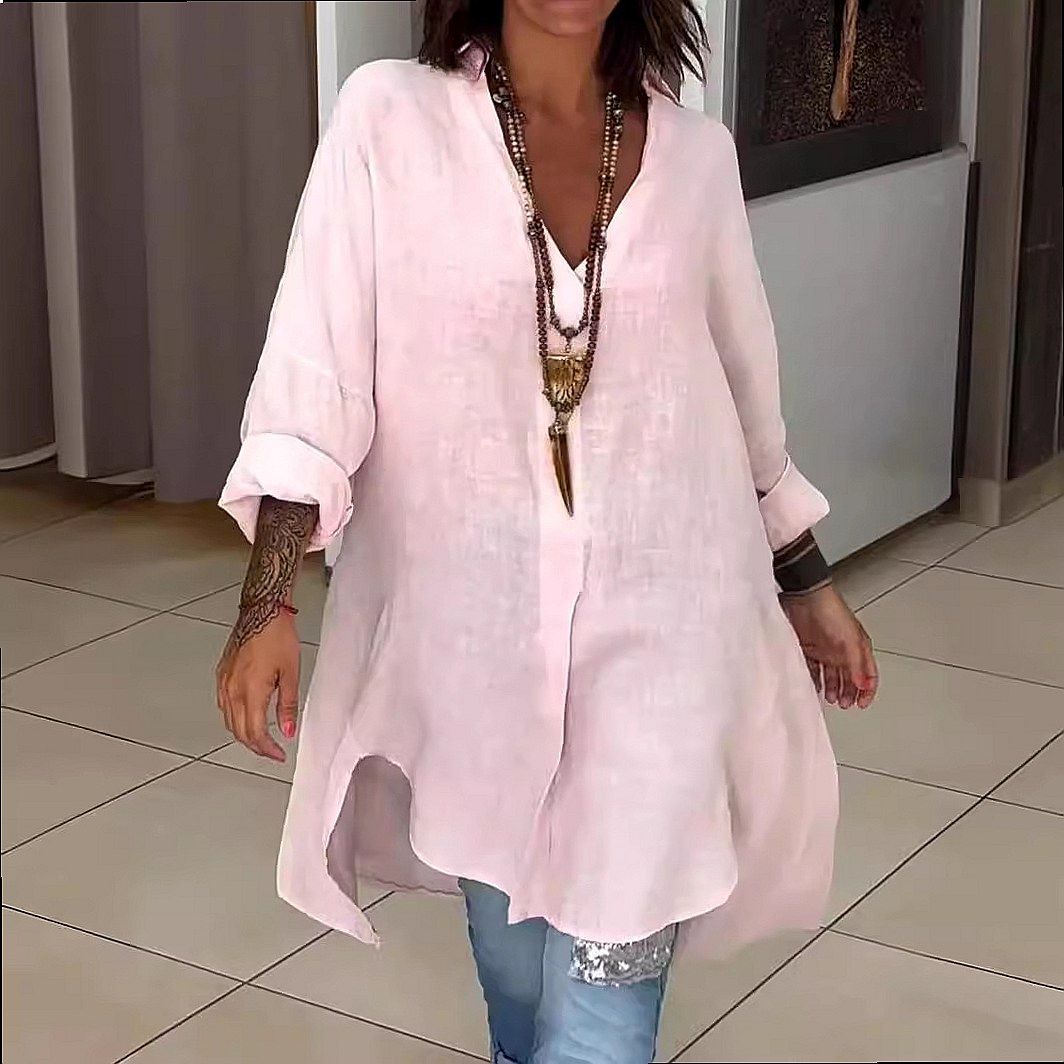 Women's Linen Shirt Dress Loos - Casual Loose Linen Shirt Dress review and price