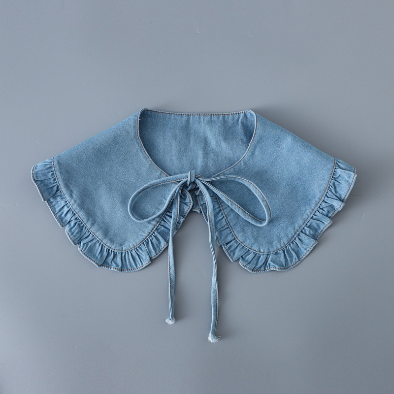 Sweet Blue Denim Ruffle False  - Blouses review and price