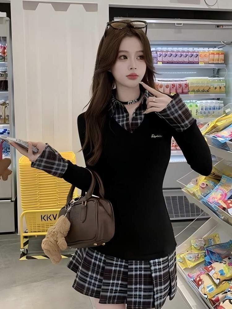 Korean Style Slim Fit  Collar  - Korean Style A Line Shirt Dress review and price