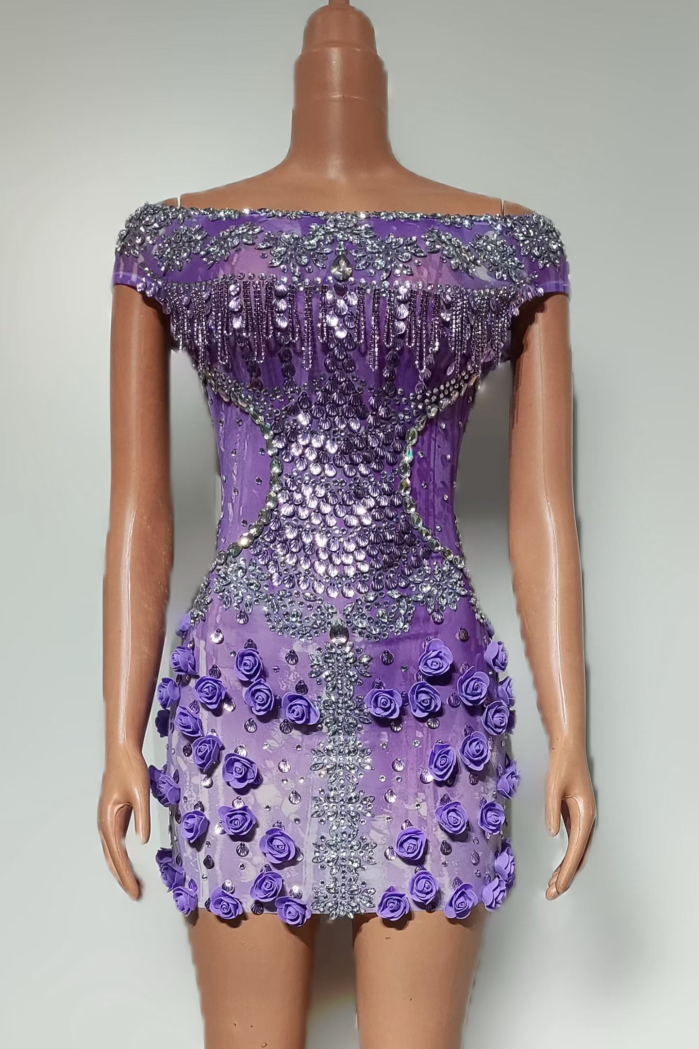 Sparkly Purple Rhinestone 3D R - Sparkly Rhinestone Club Party Dress review and price