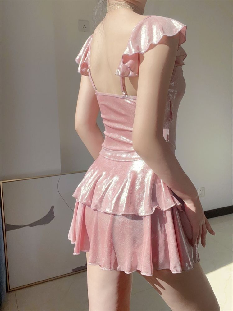 Flattering Shiny Pink Swimwear - Swimwear review and price